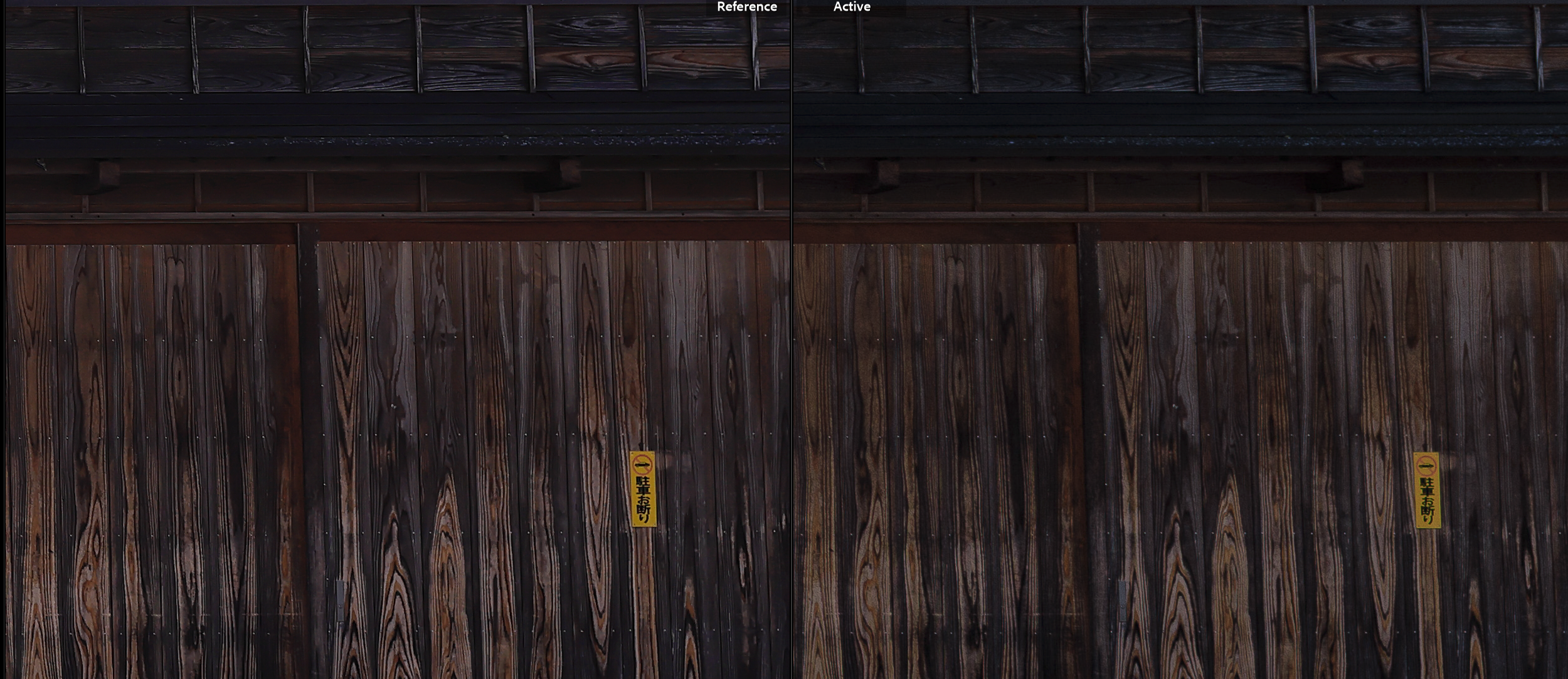 Canon result on the left, my tweaks to the Lightroom profile on the right. The tones are a bit off, but the contrast is much closer.