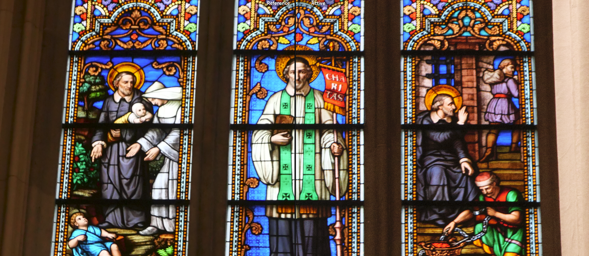 LX100 M2 JPEG on the left, lined up to continue with the matching Lightroom profile on the right. The tones, brightness, and contrast seem to match exactly