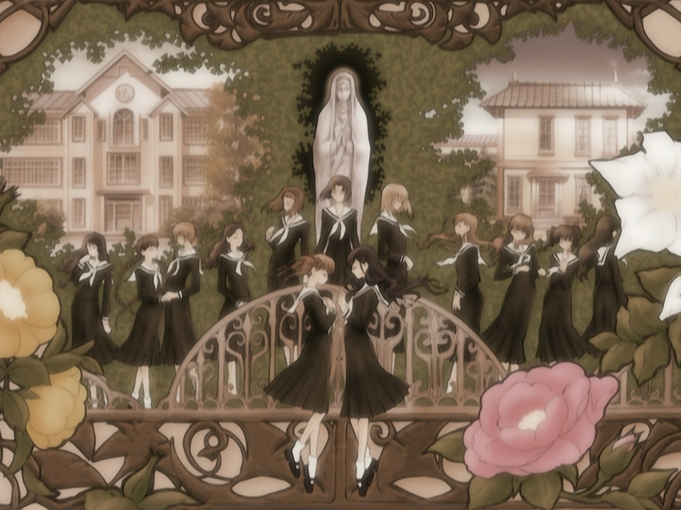 A card shown in the anime's opening featuring all of the main characters being maidenly and such.